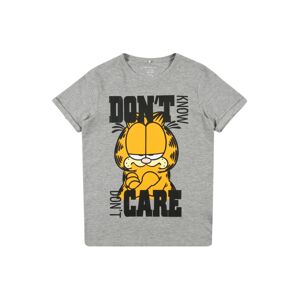 NAME IT Tričko 'Garfield'  sivá melírovaná / čierna / zlatá žltá