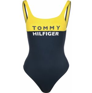 TOMMY HILFIGER Jednodielne plavky  tmavomodrá / biela / žltá