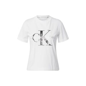 Calvin Klein Jeans Tričko 'New York'  biela / strieborná / tmavosivá