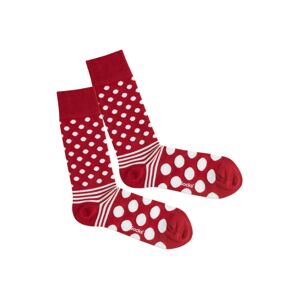 DillySocks Ponožky 'Dot Stripe Fire'  červená / biela