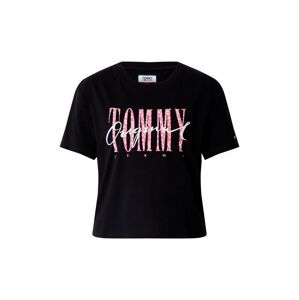 Tommy Jeans Tričko 'TJW Floral'  čierna / biela / ružová